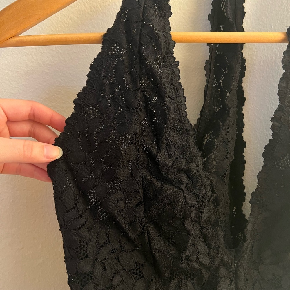 Black lace Free People bodysuit
